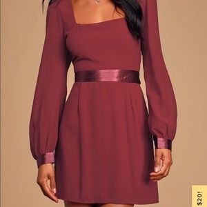 Encantadora Burgundy Long Sleeve Mini